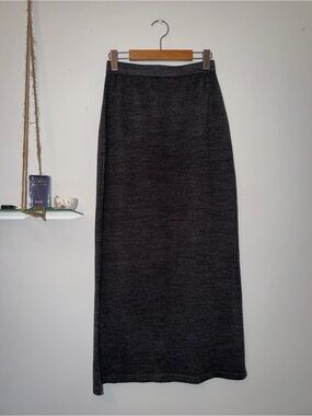 Charcoal Grey Wool-Blend Maxi Skirt